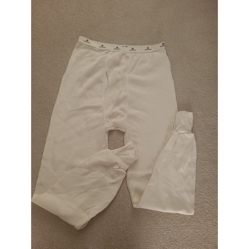 Indera Men's Cotton Waffle Knit‎ Heavyweight Thermal Bottoms Pants X-Large White